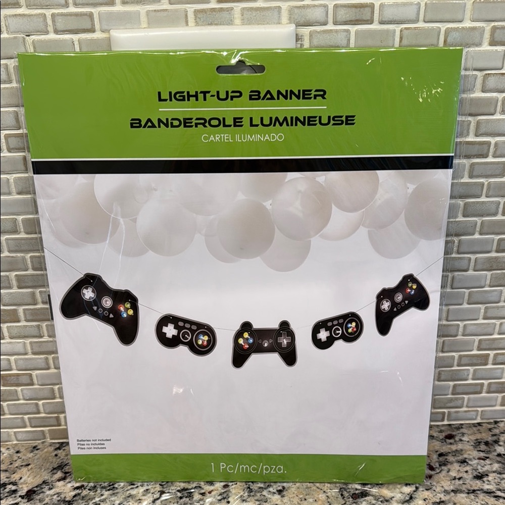 Light-Up Banner with Black Game Controller Design - 6 ft